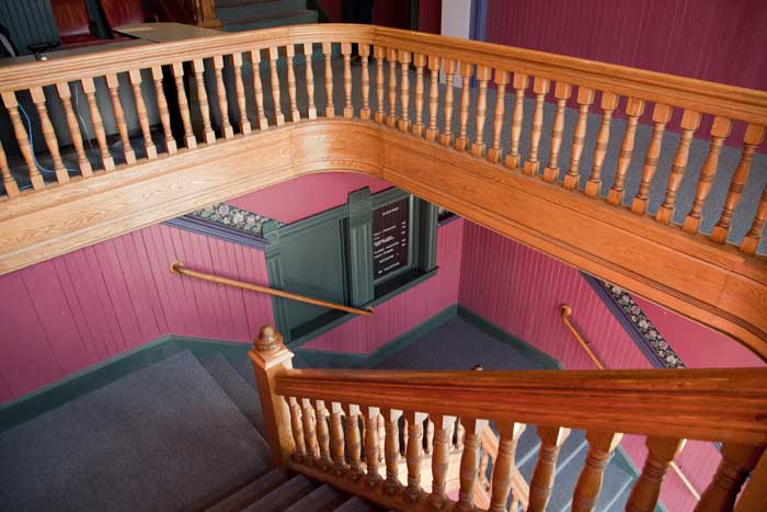 Two landings on the stairs at Riddle Block 1