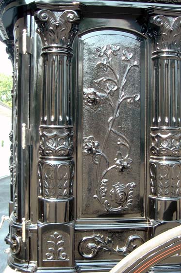 Oak Harbor Hearse — Carving details on side of hearse