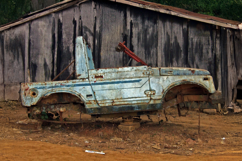 Abandoned cars in Tchibanga